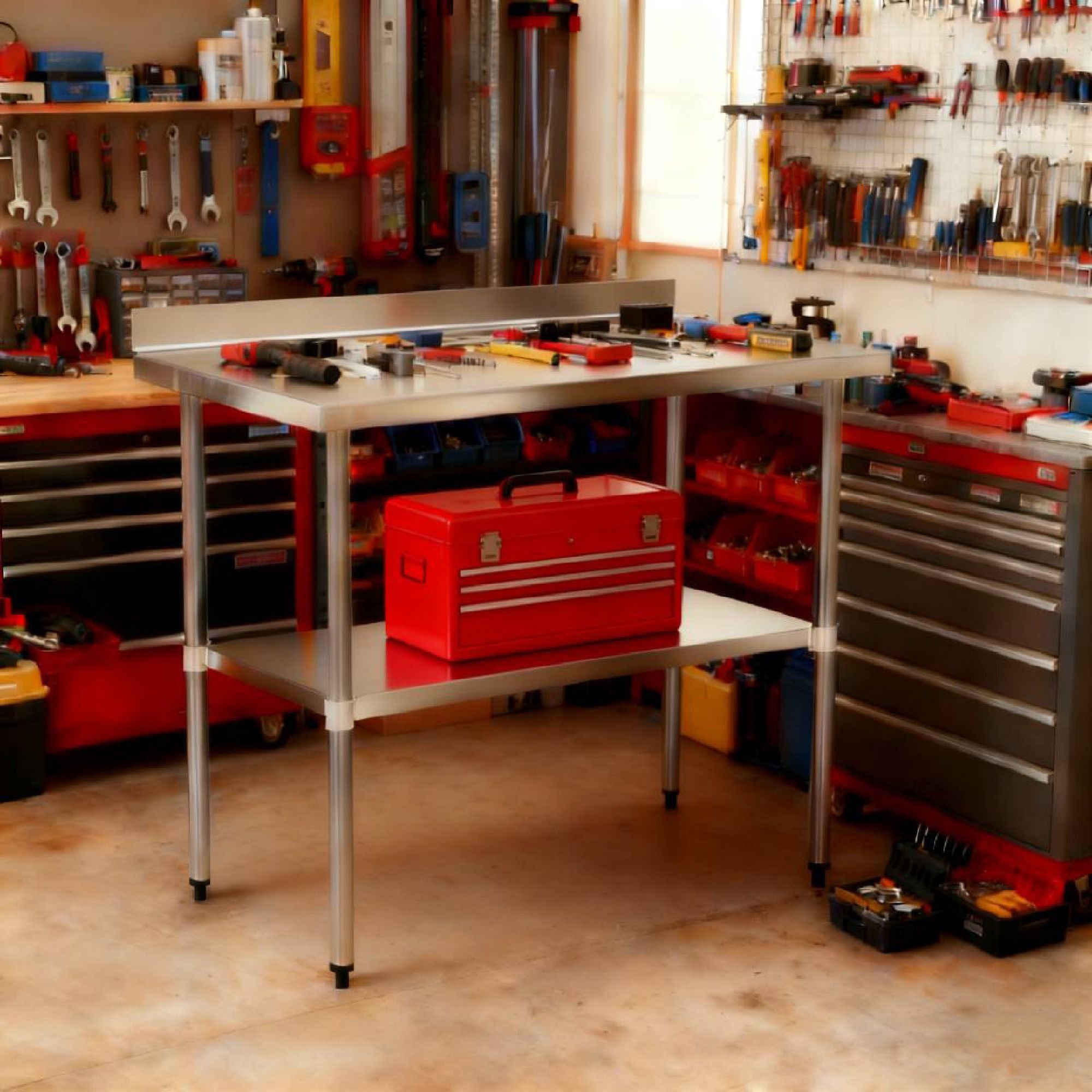 Commercial Work Table with Backsplash and Undershelf