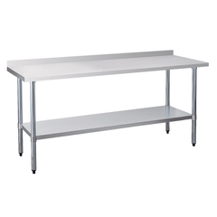 Stainless Steel Commercial Work Table with 4" Backsplash and Shelf