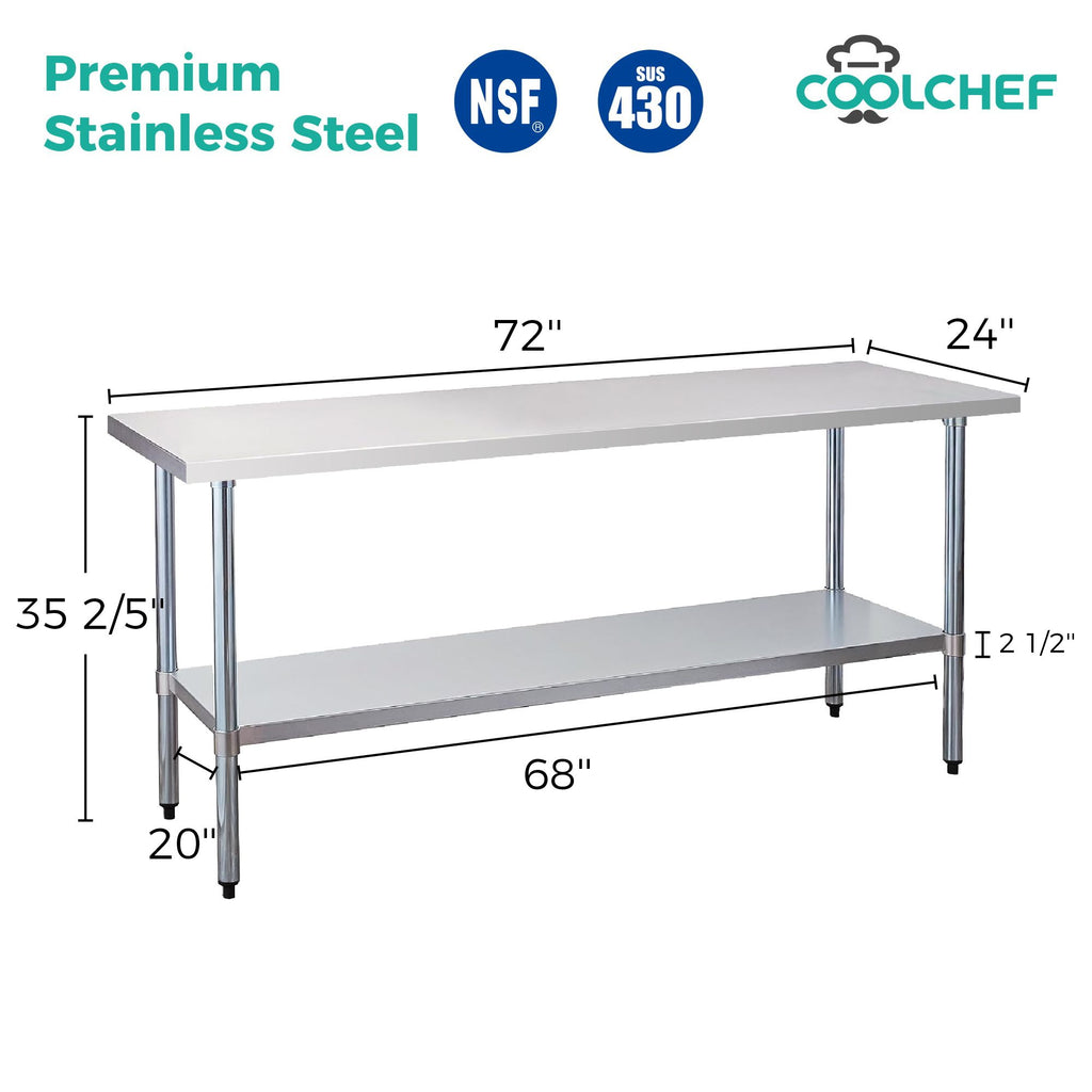 Commercial Kitchen Work Table with Convenient Undershelf