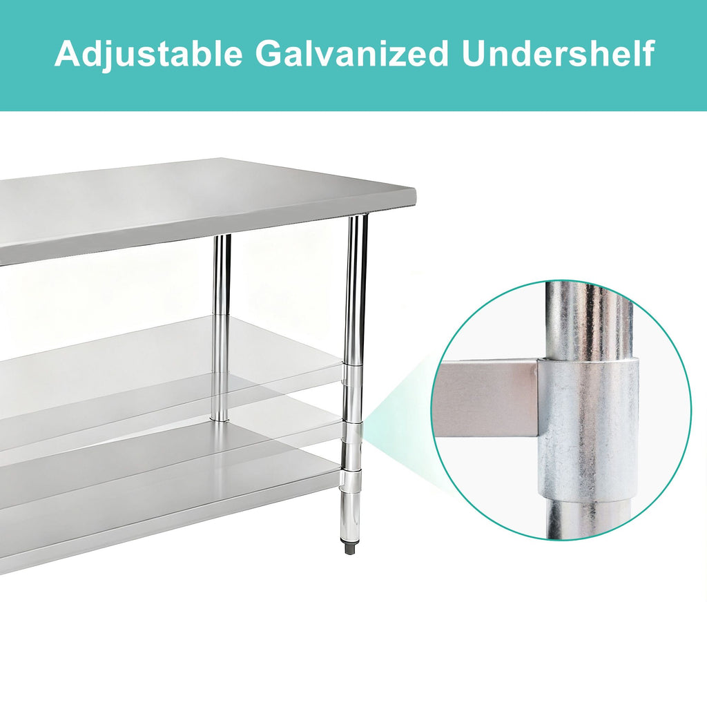 Commercial Kitchen Work Table with Convenient Undershelf