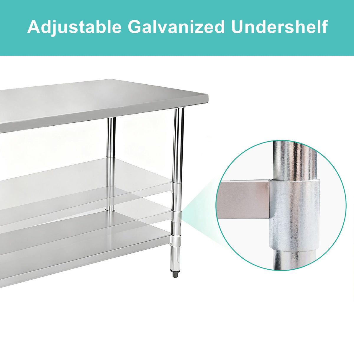 Commercial Kitchen Work Table with Convenient Undershelf