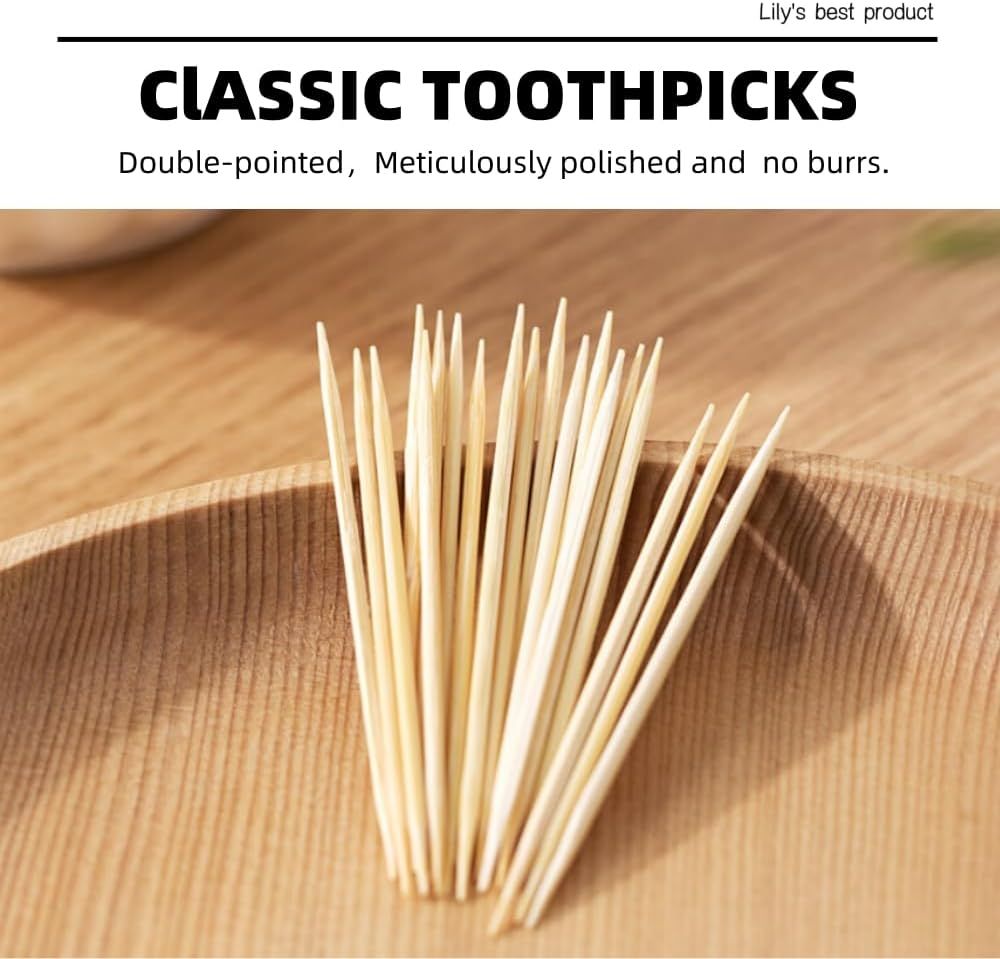 2400 Count Double-Point Bamboo Toothpicks for Appetizers, BBQ & Cocktails