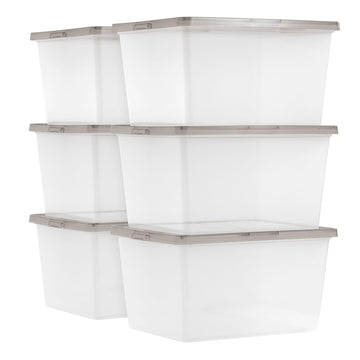 Stackable Storage Bins with Snap Lids for Home Organization