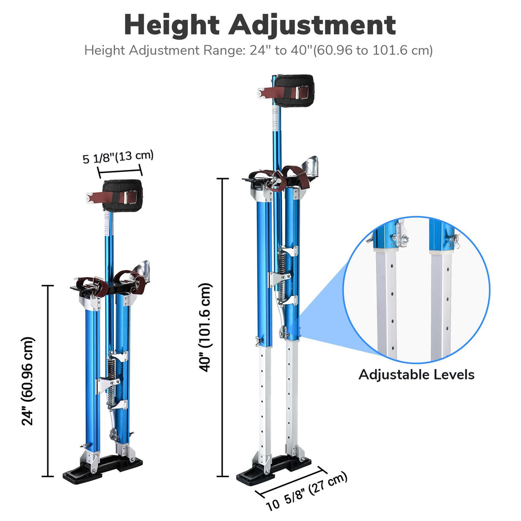 Adjustable Blue Drywall Stilts with Tool-Free Height Control