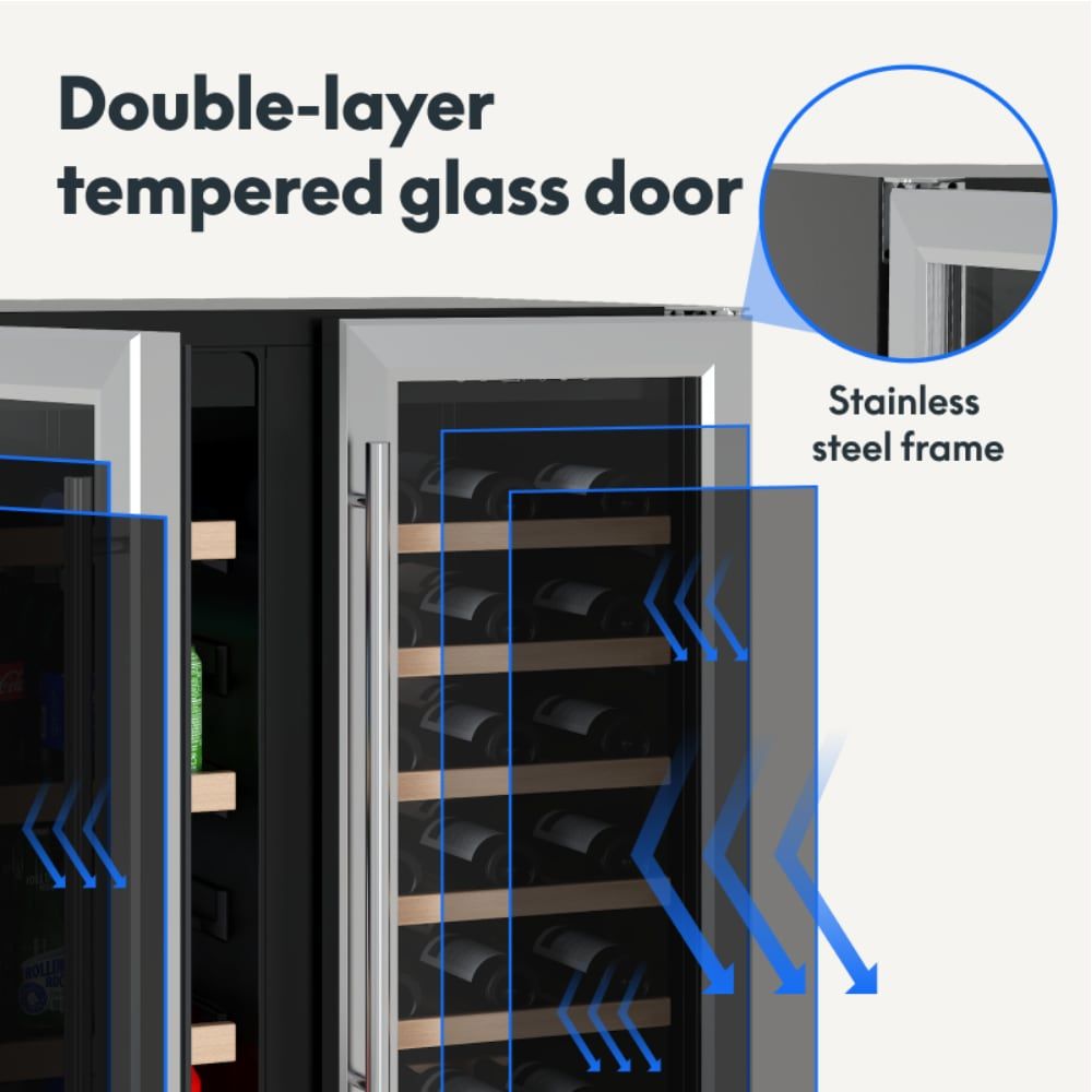51-Bottle Wine Refrigerator Cooler with LED Lighting and Auto Defrost