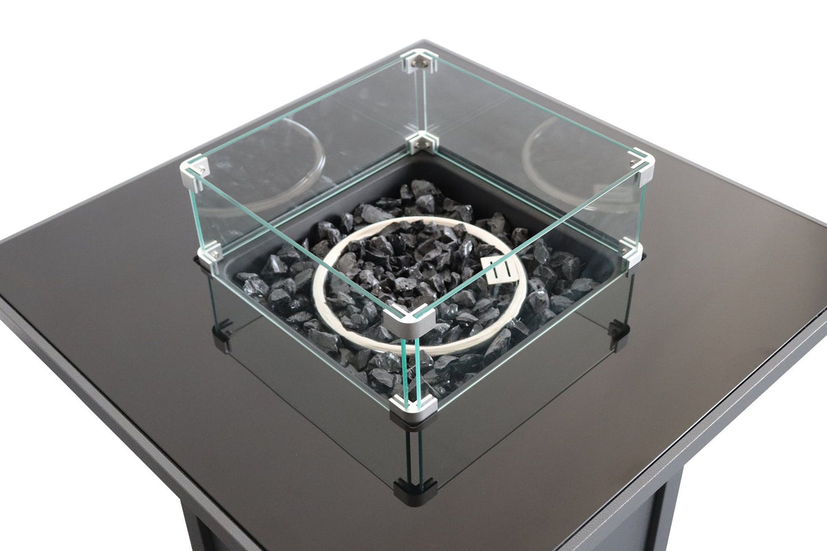 Steel Outdoor Fire Pit Table with Lid and Push Button Ignition