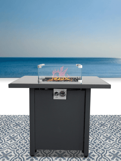Steel Outdoor Fire Pit Table with Lid and Push Button Ignition