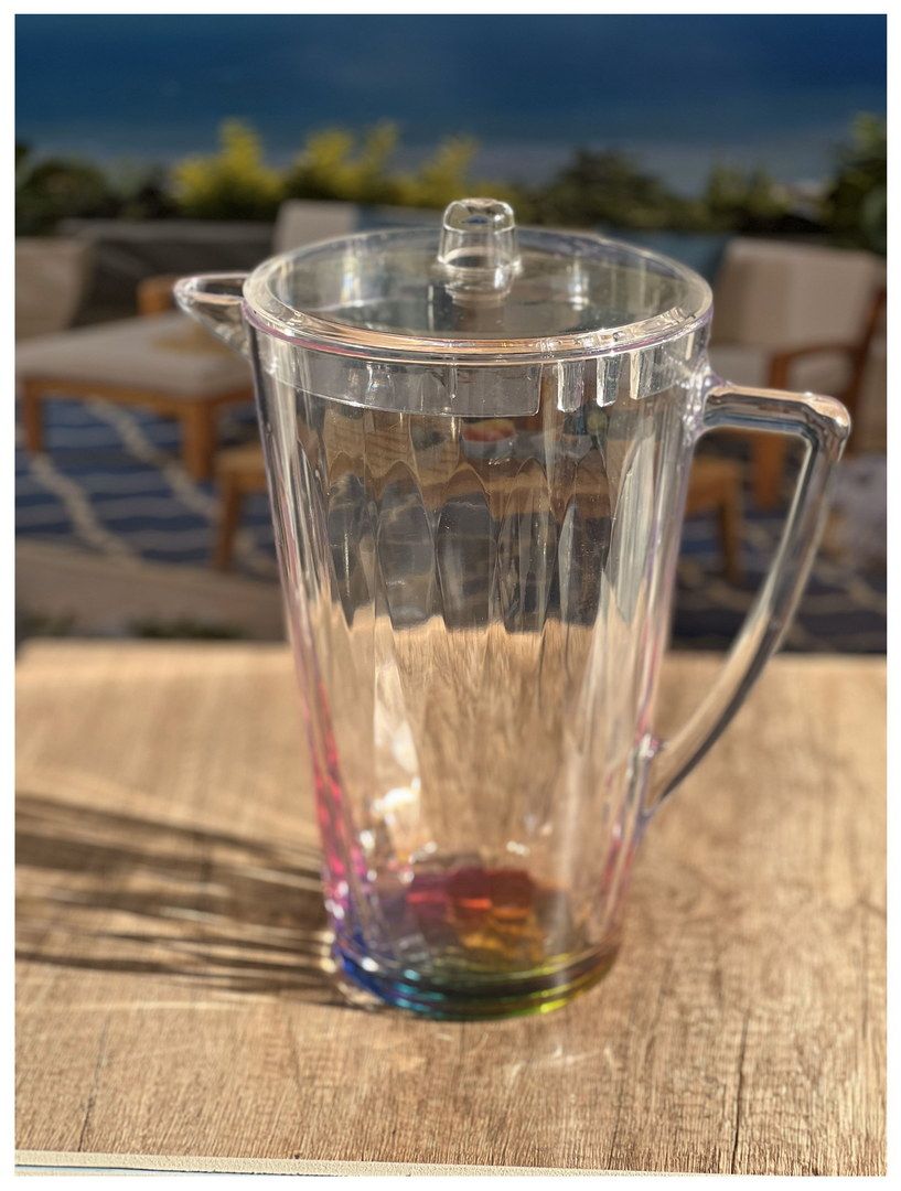 Rainbow Diamond-Cut Drink Pitcher with Lid and Spout