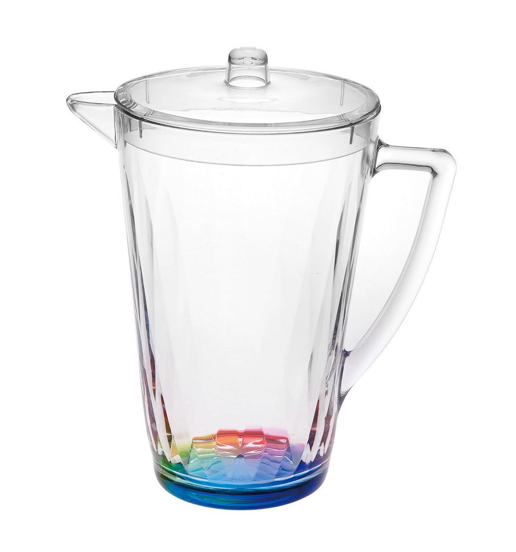Rainbow Diamond-Cut Drink Pitcher with Lid and Spout