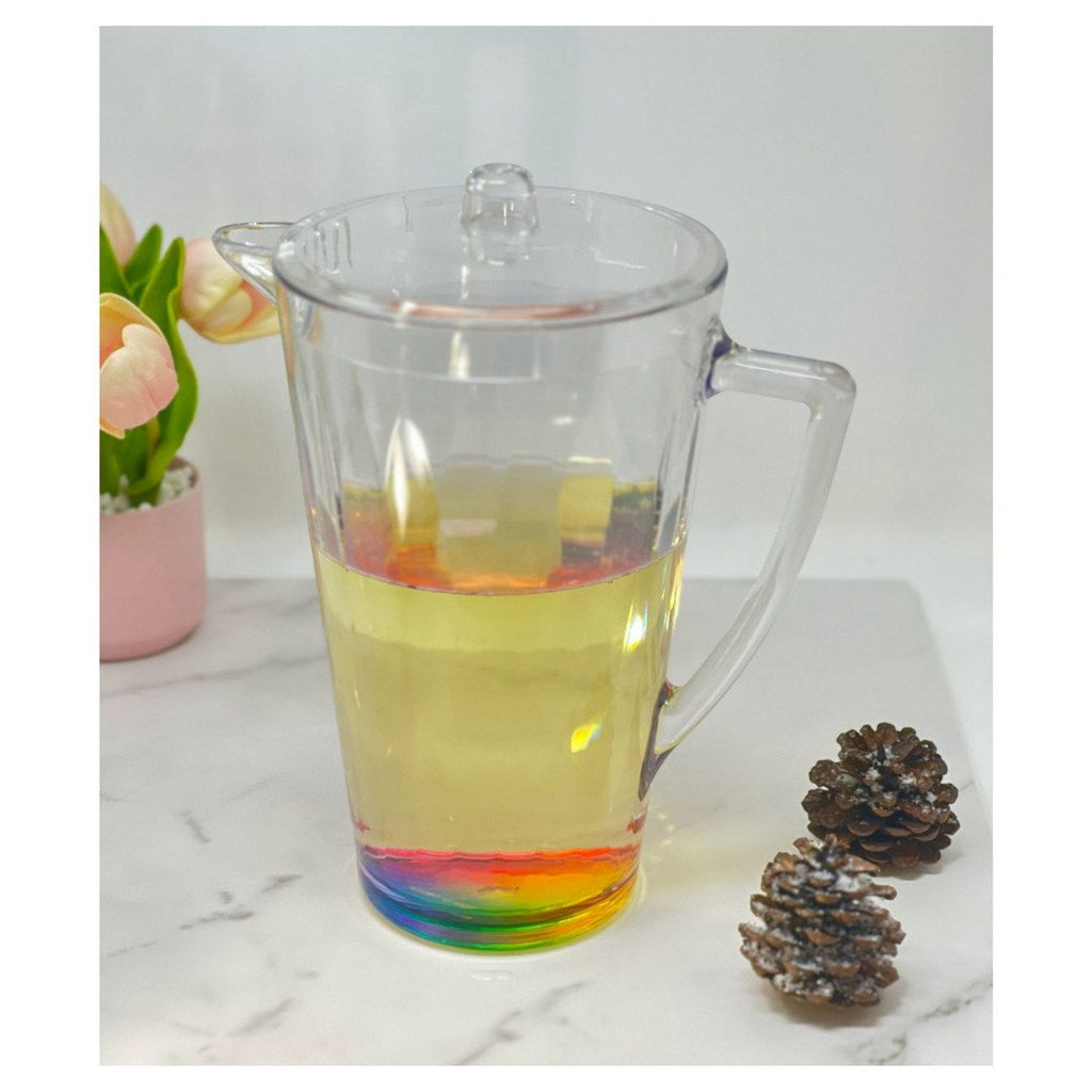 Rainbow Diamond-Cut Drink Pitcher with Lid and Spout