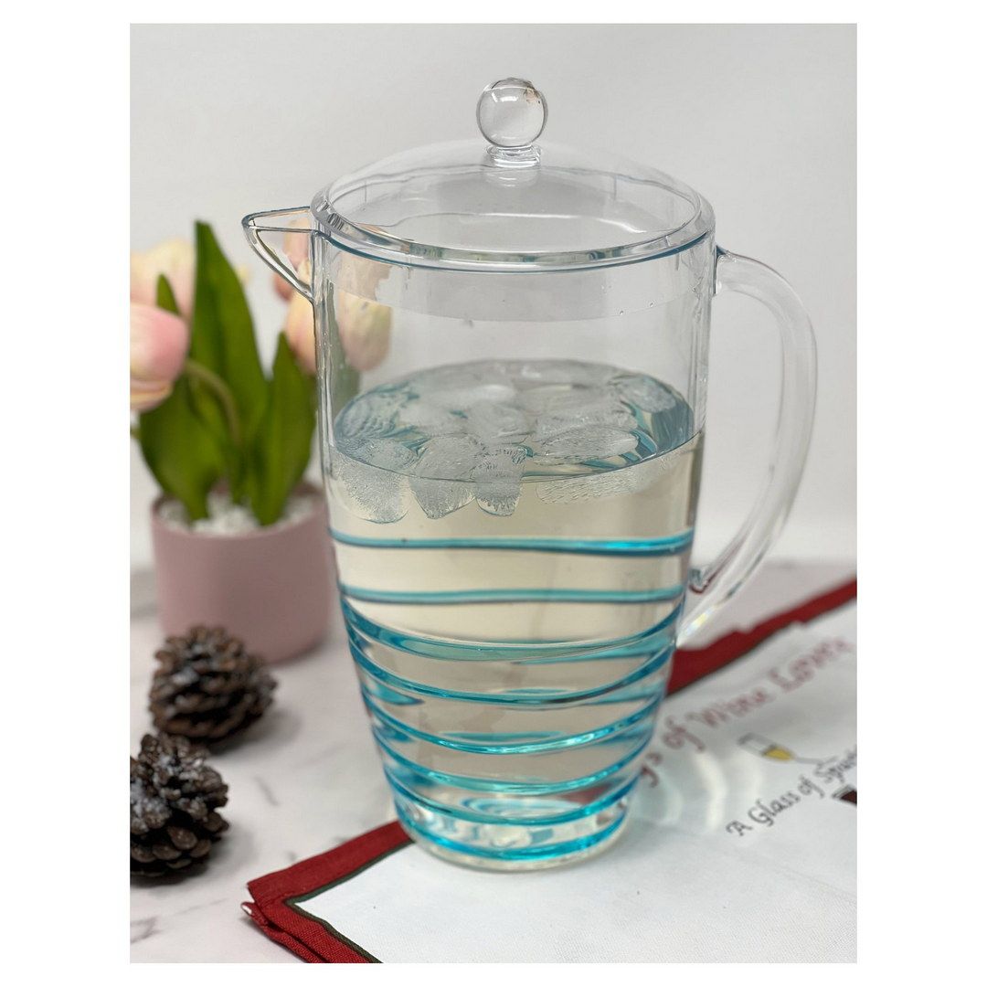 Diamond-Cut Swirl Drink Pitcher with Lid and Spout