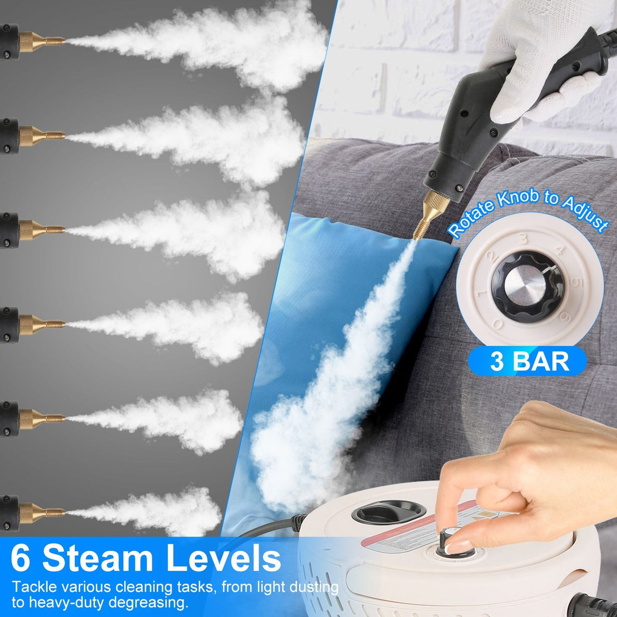 Adjustable Handheld Steam Cleaner with Accessory Set