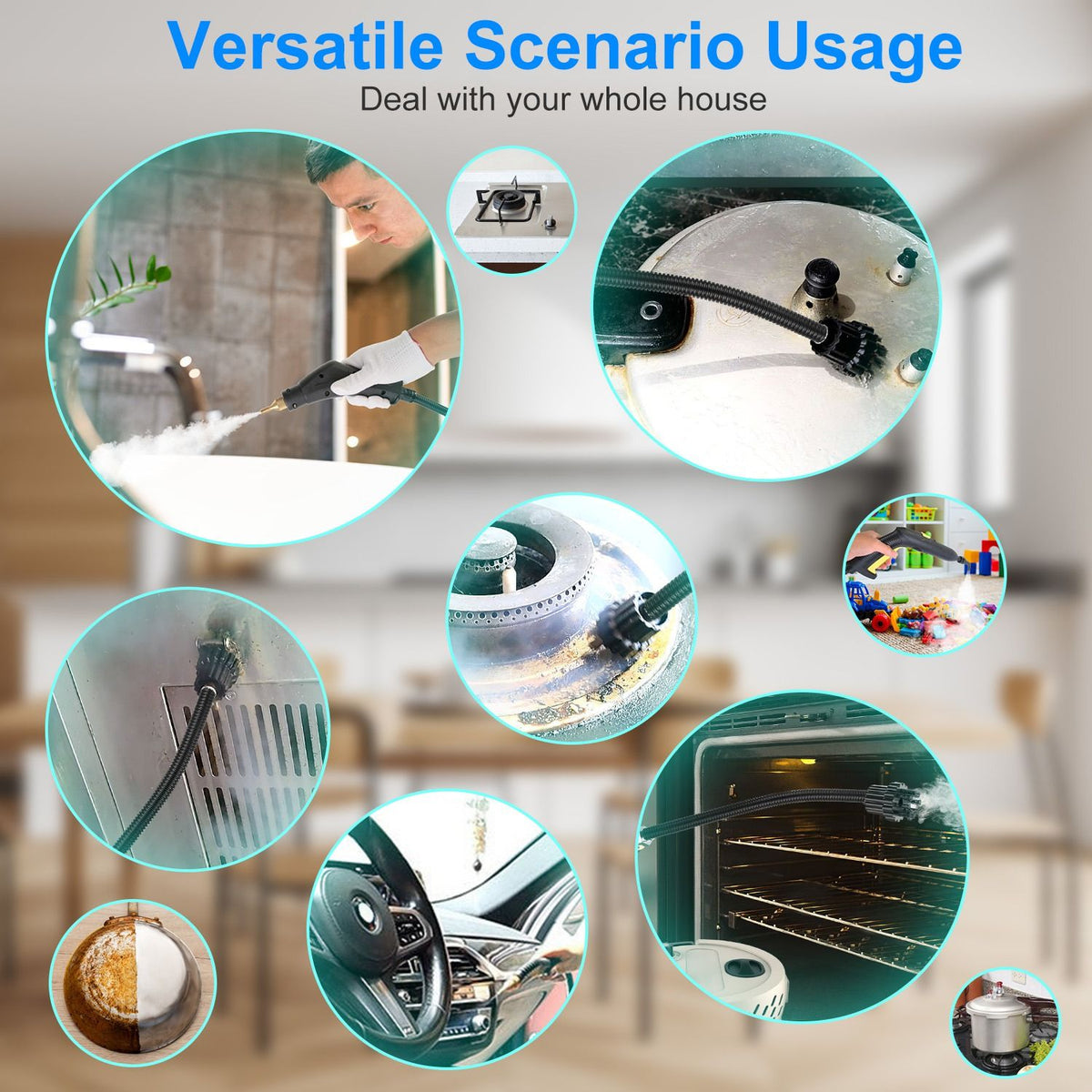 Adjustable Handheld Steam Cleaner with Accessory Set