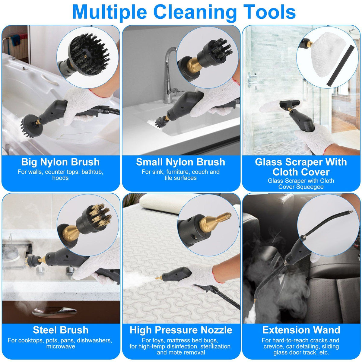 Adjustable Handheld Steam Cleaner with Accessory Set