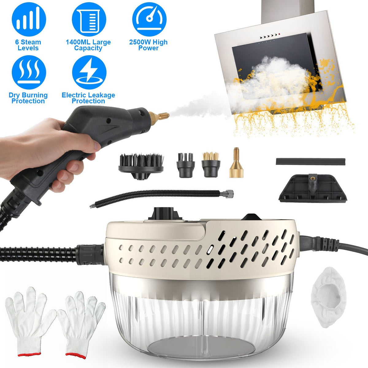 Adjustable Handheld Steam Cleaner with Accessory Set