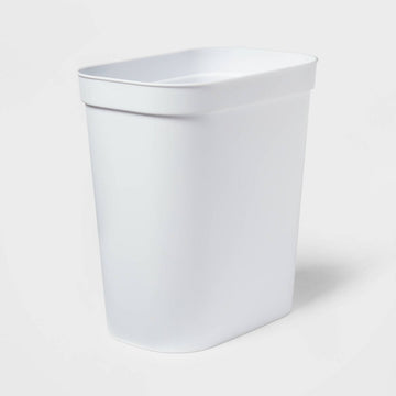 Compact White Wastebasket for Narrow Spaces