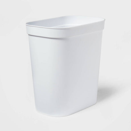 Compact White Wastebasket for Narrow Spaces