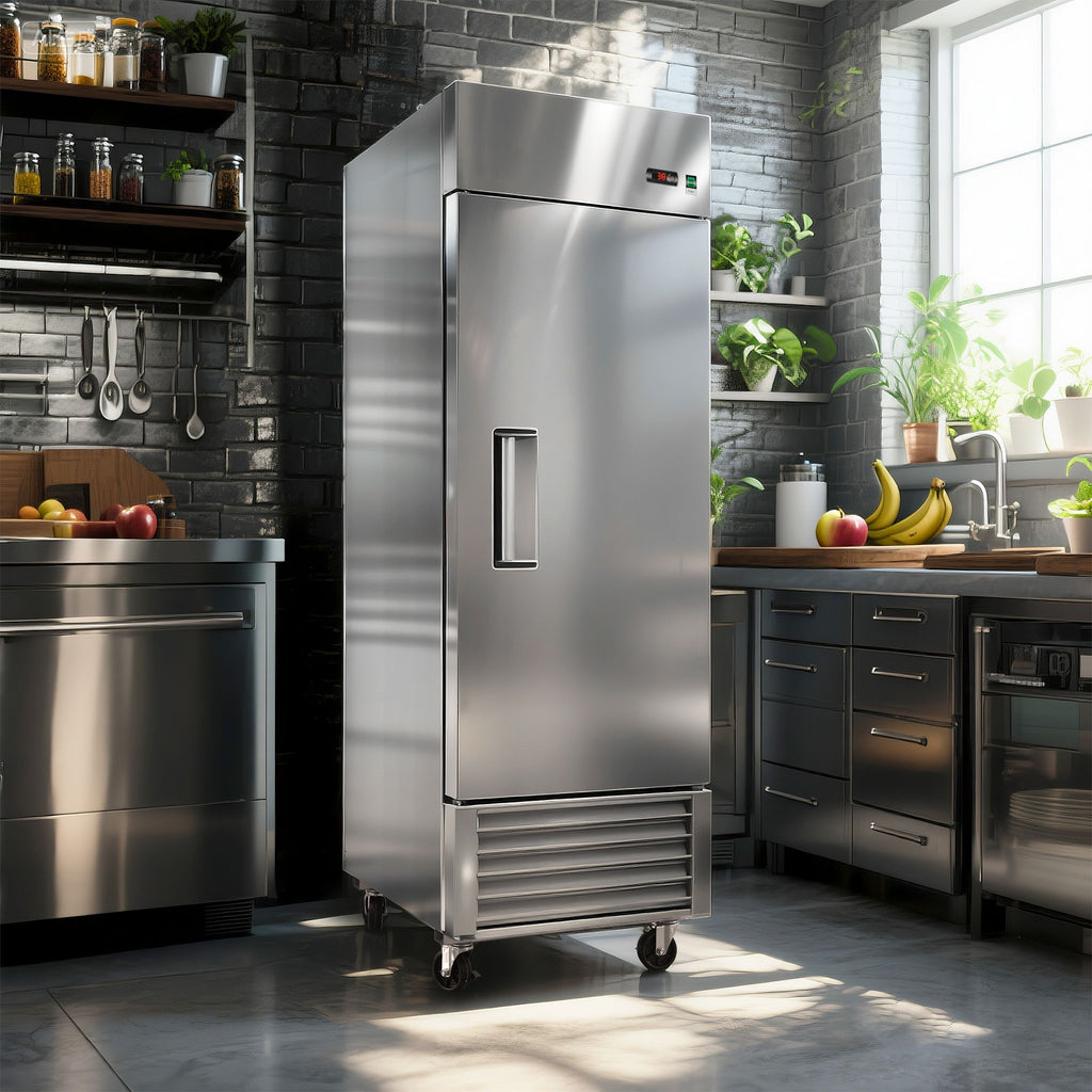 Commercial Reach-In Refrigerator with Self-Closing Door and Digital Controls