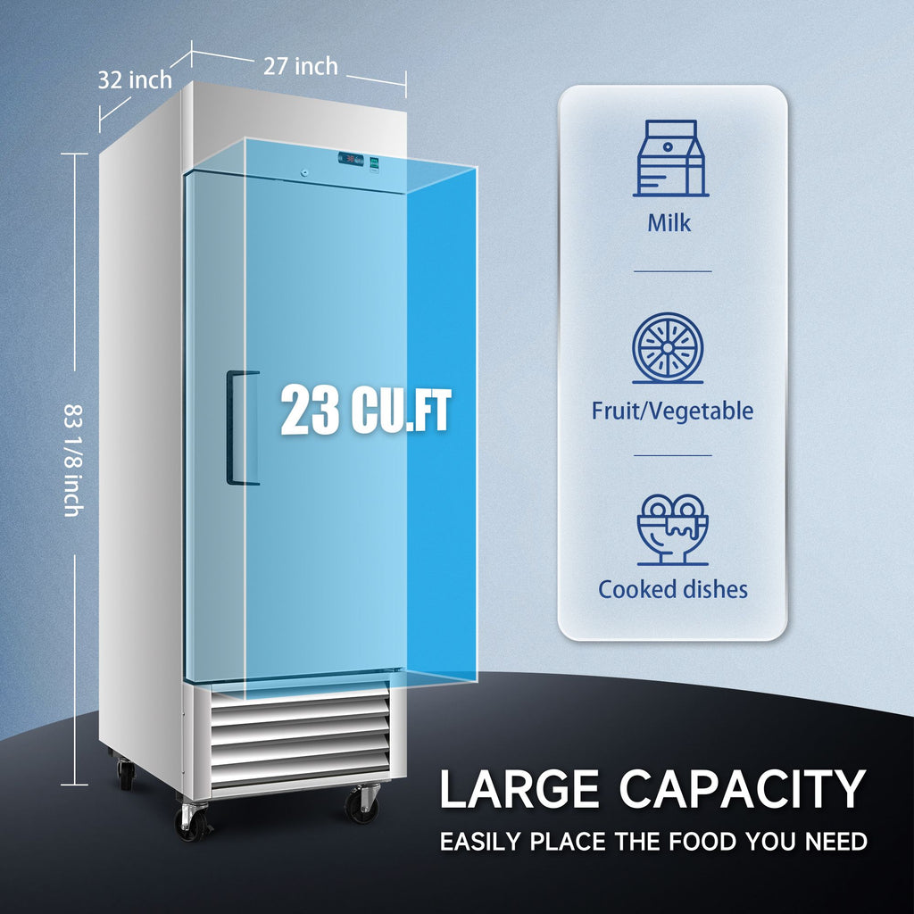 Commercial Reach-In Refrigerator with Self-Closing Door and Digital Controls