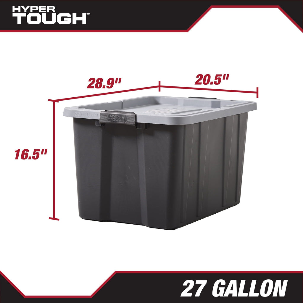 Large Latching Storage Bin with Lockable Lid – Black & Gray