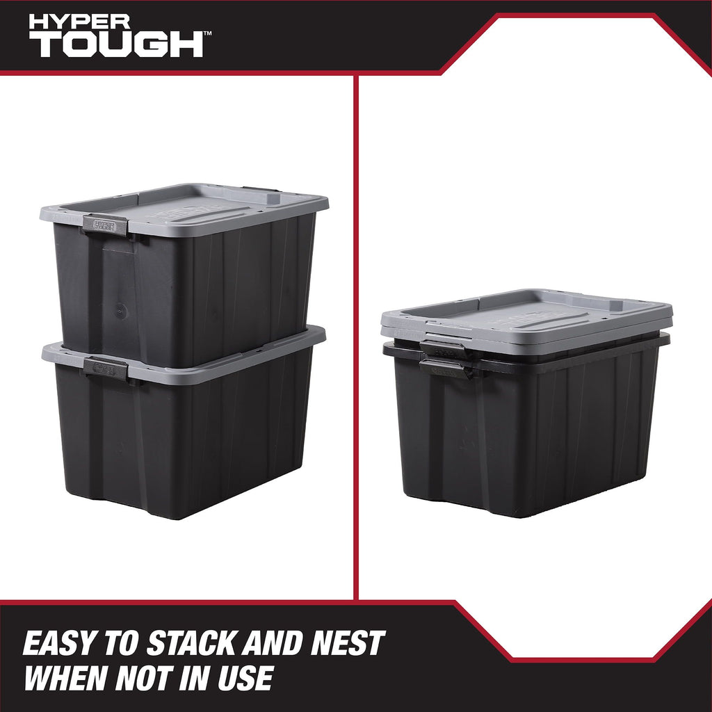 Large Latching Storage Bin with Lockable Lid – Black & Gray