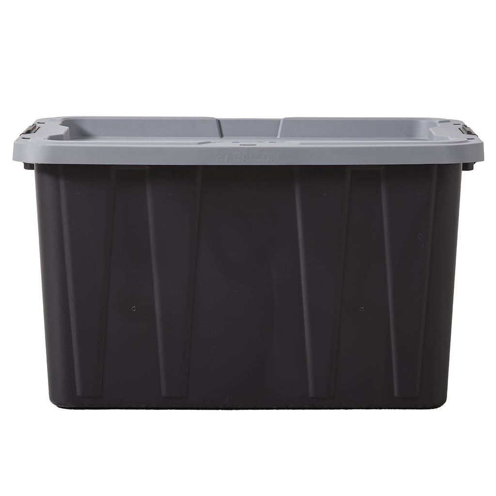 Large Latching Storage Bin with Lockable Lid – Black & Gray
