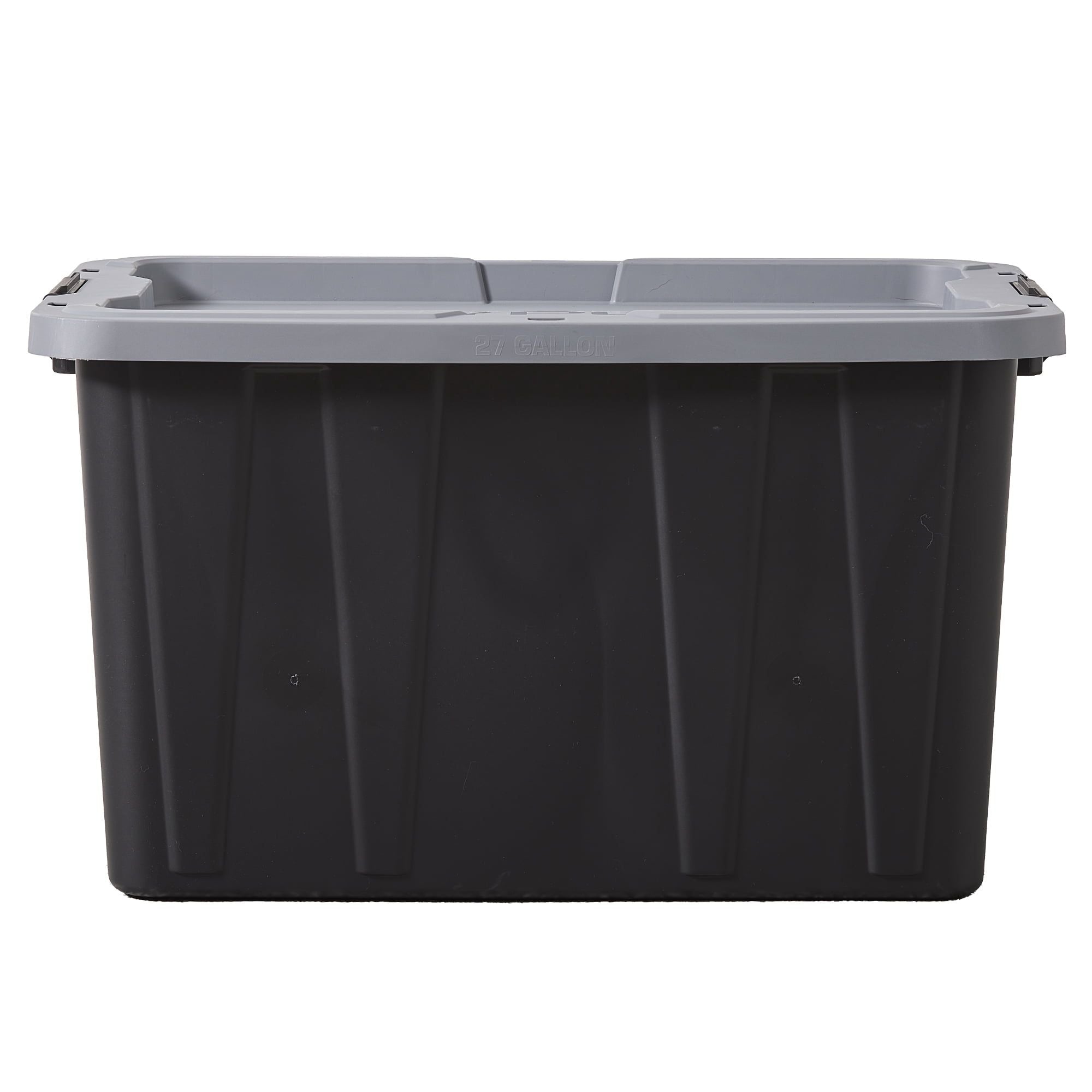 Large Latching Storage Bin with Lockable Lid – Black & Gray
