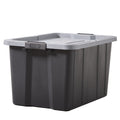 Large Latching Storage Bin with Lockable Lid – Black & Gray