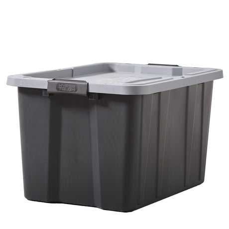 Large Latching Storage Bin with Lockable Lid – Black & Gray