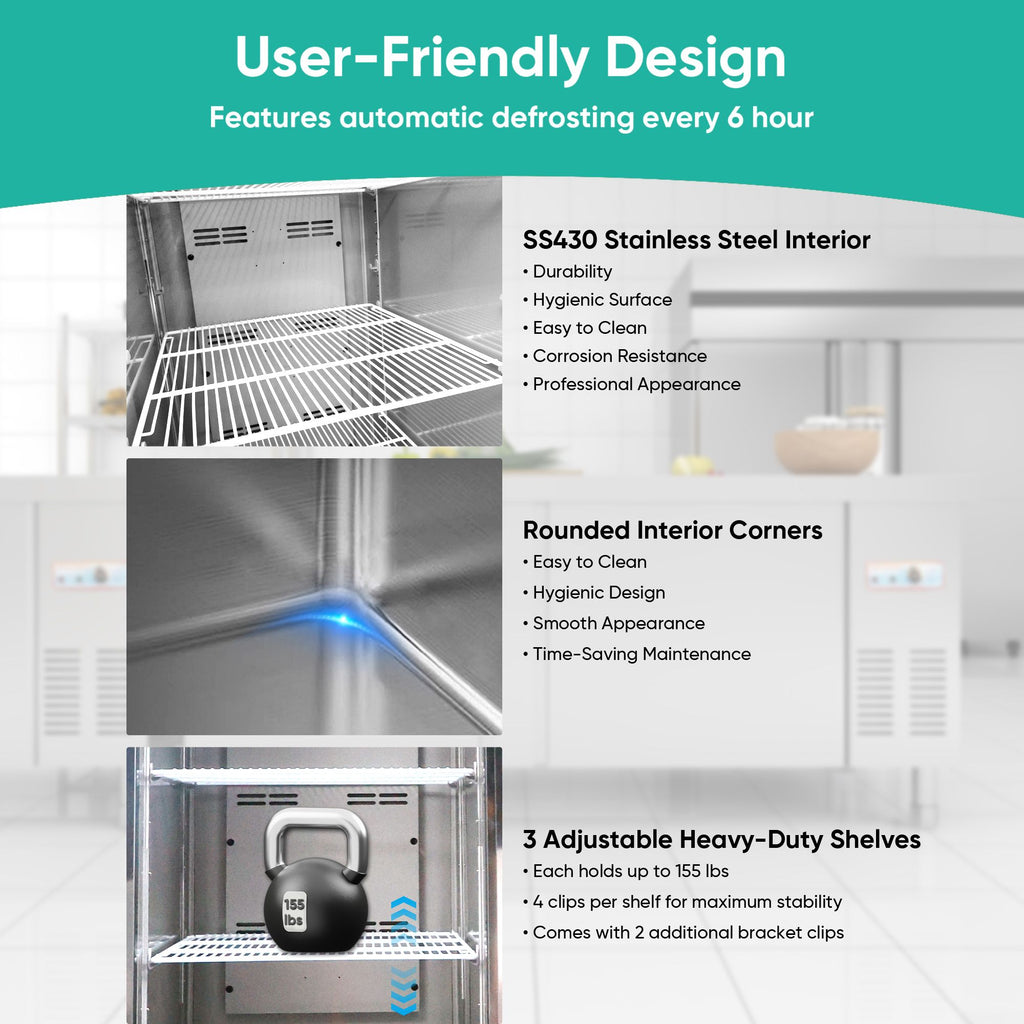 Commercial Reach-In Refrigerator with Digital Control and LED Lighting