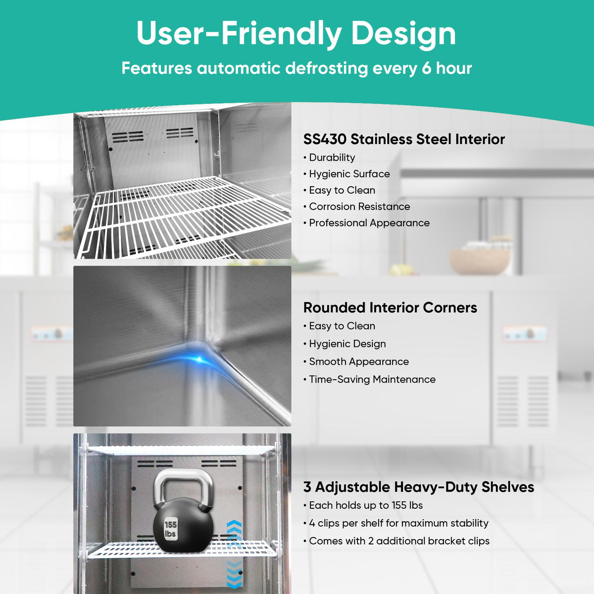 Commercial Reach-In Refrigerator with Digital Control and LED Lighting