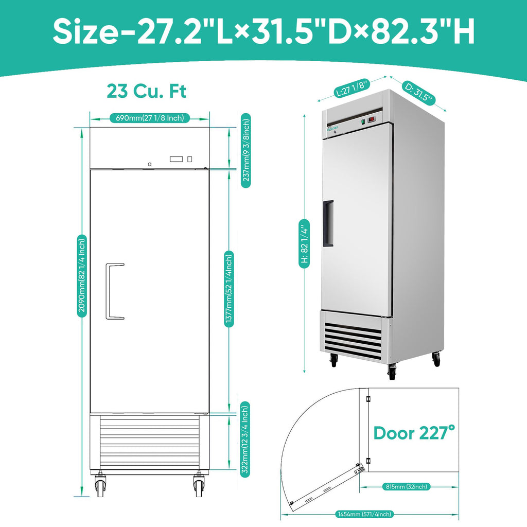 Commercial Reach-In Refrigerator with Digital Control and LED Lighting