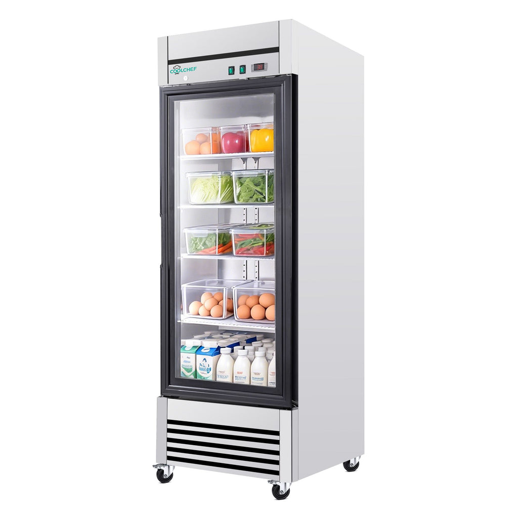 Single Door Glass Front Commercial Refrigerator Display Cooler