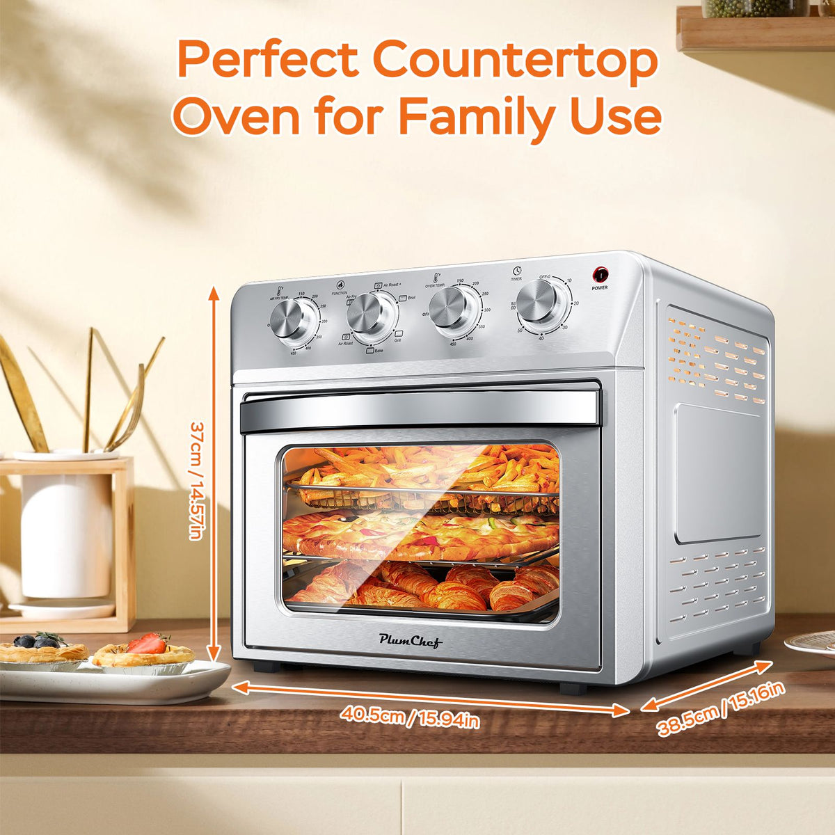 27.5QT 6-in-1 Air Fryer Toaster Oven Dropdown-Door 6-Slice Countertop Convection Oven for Air Frying