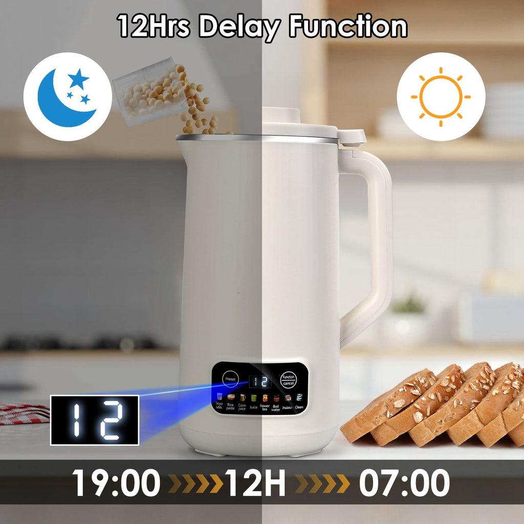 Nut Milk Maker with 12Hours Delay Function Self-Cleaning Keep Warm Automatic Soy Milk Maker Mac