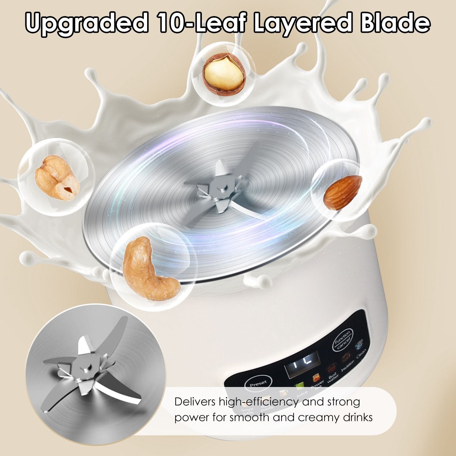 Nut Milk Maker with 12Hours Delay Function Self-Cleaning Keep Warm Automatic Soy Milk Maker Mac