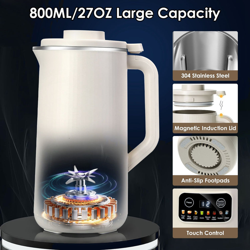 Nut Milk Maker with 12Hours Delay Function Self-Cleaning Keep Warm Automatic Soy Milk Maker Mac