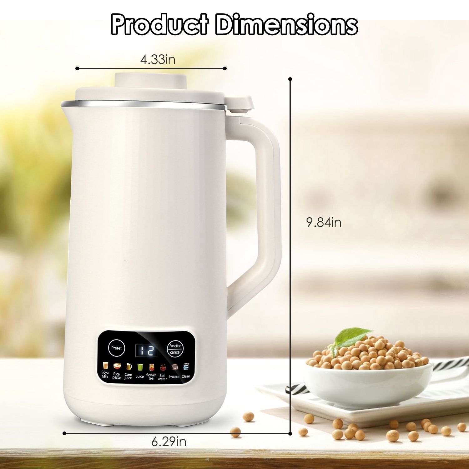 Nut Milk Maker with 12Hours Delay Function Self-Cleaning Keep Warm Automatic Soy Milk Maker Mac