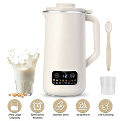 Nut Milk Maker with 12Hours Delay Function Self-Cleaning Keep Warm Automatic Soy Milk Maker Mac