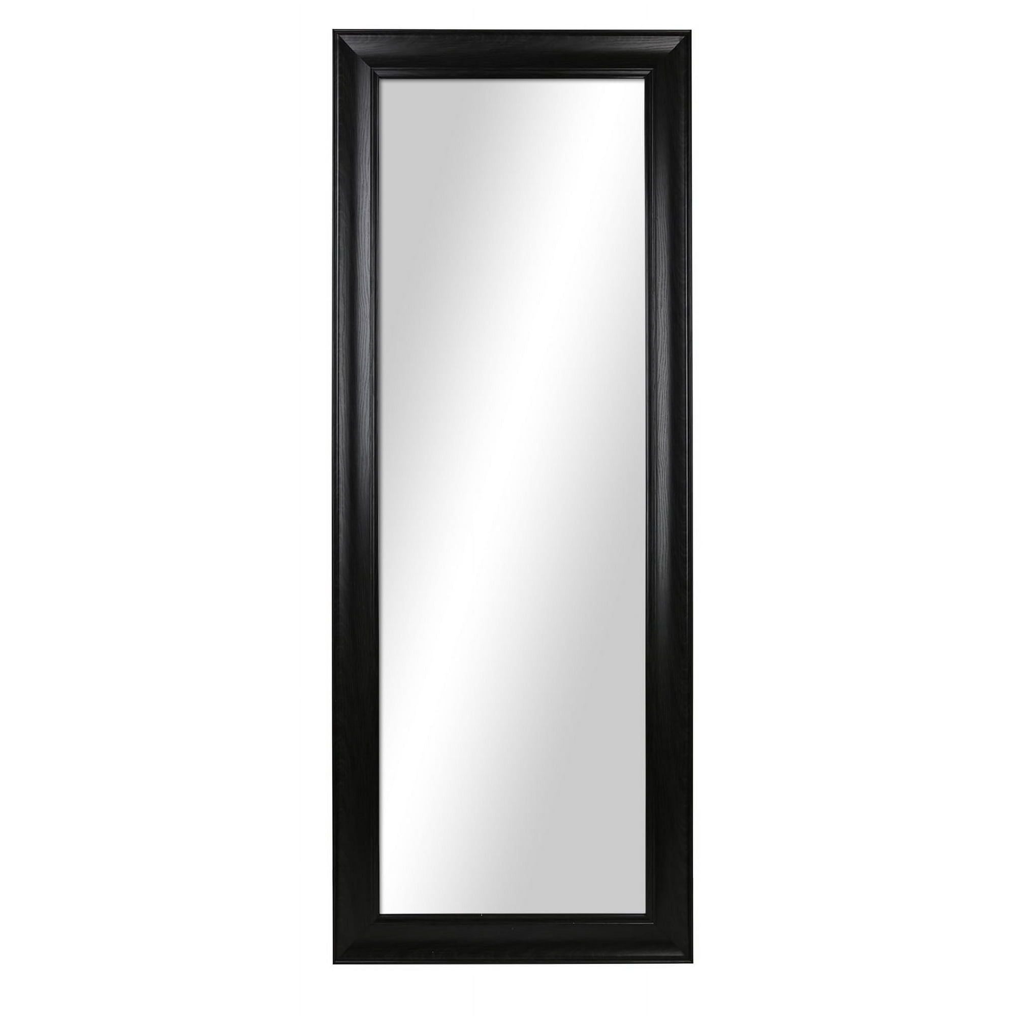 Sleek Full-Length Floor Mirror with Wood-Grain Finish
