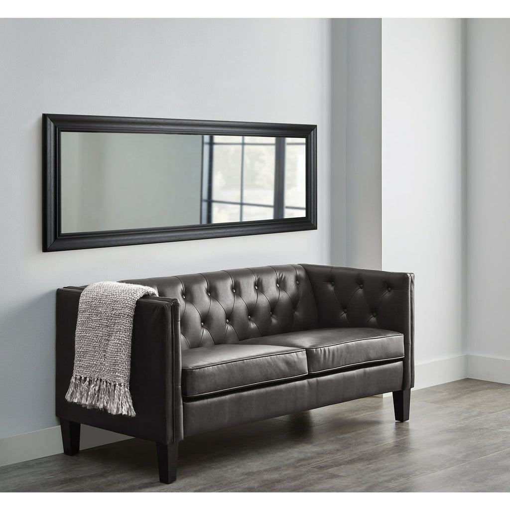 Sleek Full-Length Floor Mirror with Wood-Grain Finish