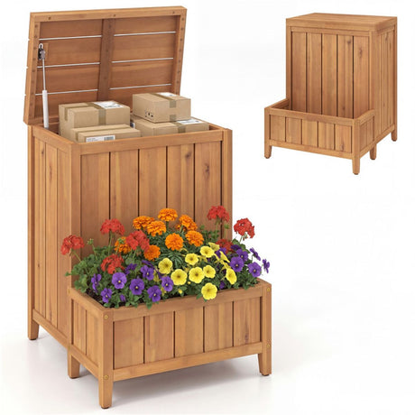 Porch Package Box with Planter and Gas-Strut Lid