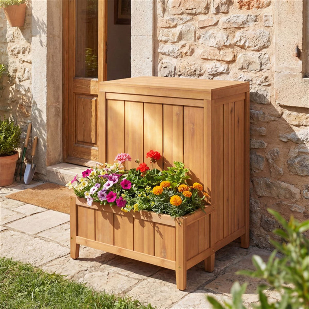Porch Package Box with Planter and Gas-Strut Lid