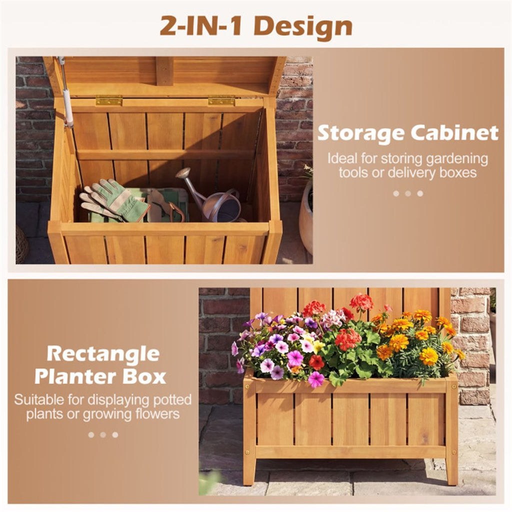 Porch Package Box with Planter and Gas-Strut Lid