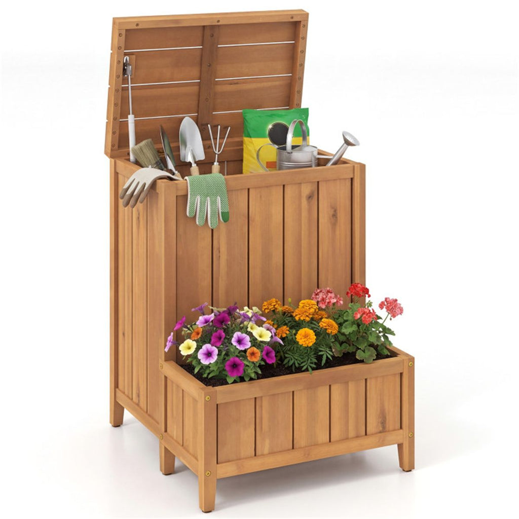 Porch Package Box with Planter and Gas-Strut Lid