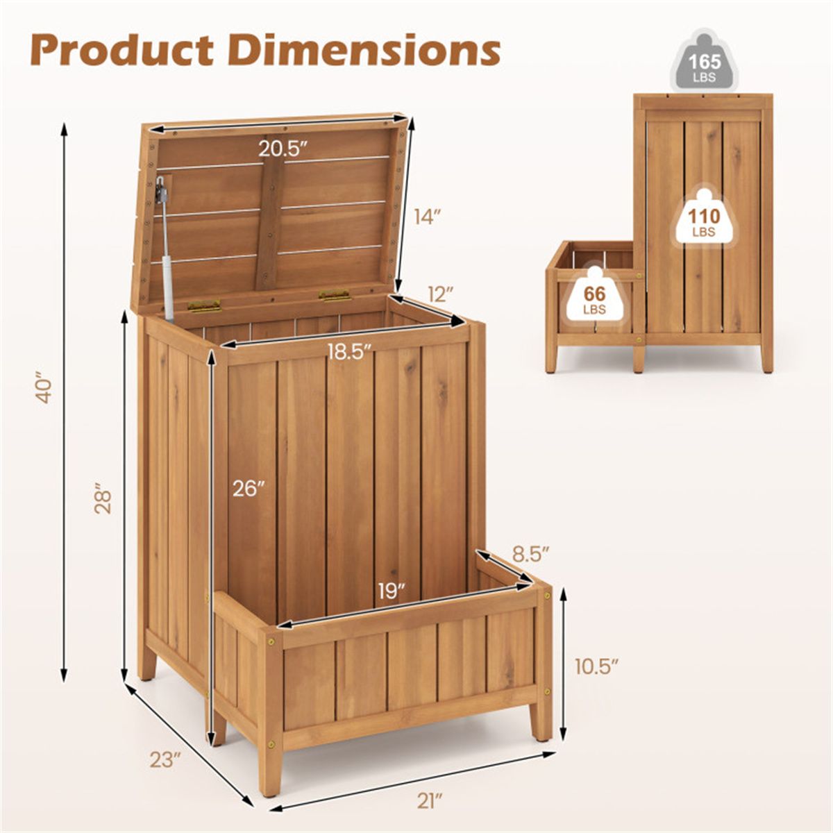 Porch Package Box with Planter and Gas-Strut Lid