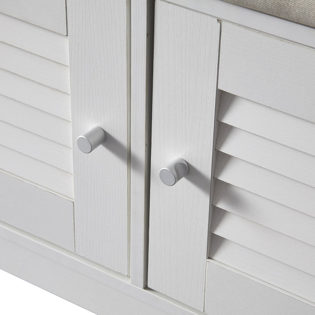 2-Door Shoe Storage Bench with Cushion and Adjustable Shelves for Entryway Hallway