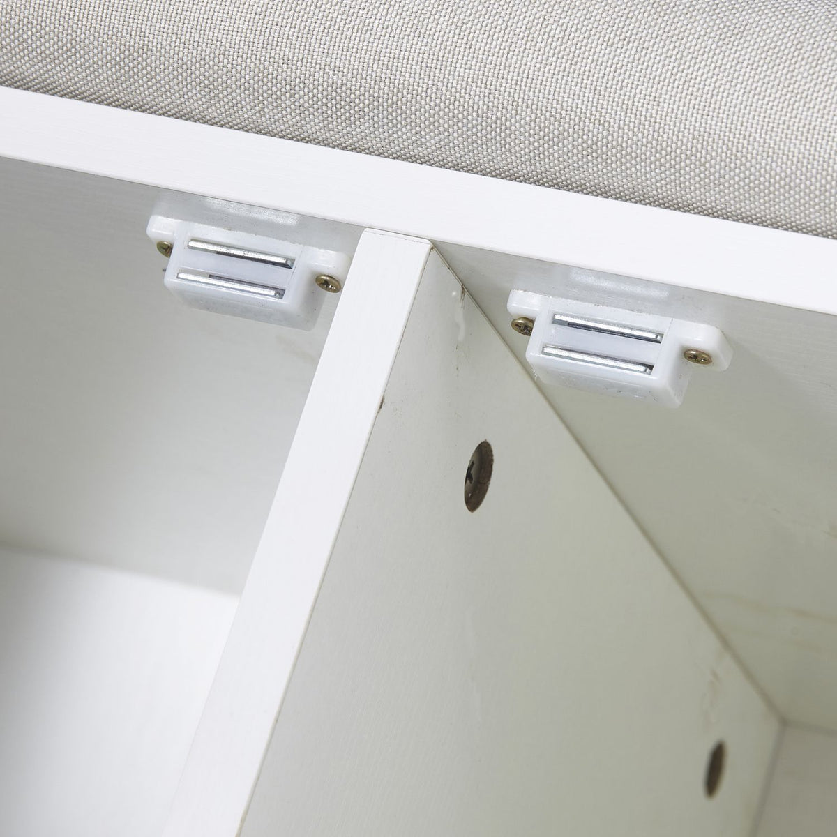2-Door Shoe Storage Bench with Cushion and Adjustable Shelves for Entryway Hallway