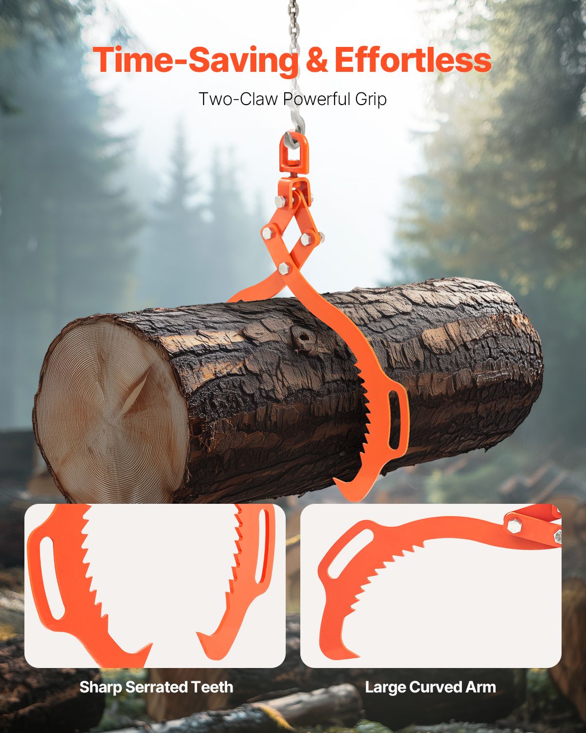 Eagle-Claw Swivel Log Lifting Tongs for Forestry Work