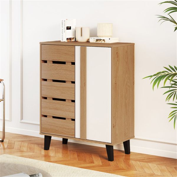Farmhouse Entryway Shoe Cabinet with Adjustable Shelves